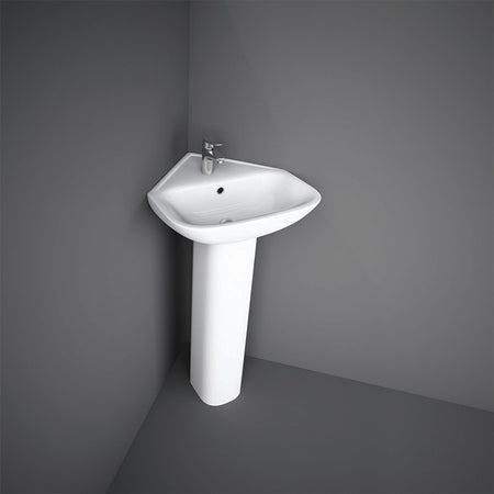 RAK Ceramics Origin 370mm Corner Basin with 1 Tap Hole (1 size, Alpine White) BASIN ONLY - Brand New Bathrooms
