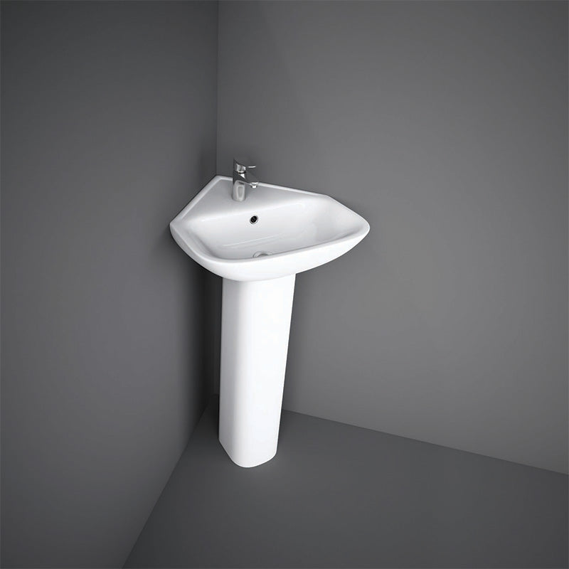 RAK Ceramics Origin 370mm Corner Basin with 1 Tap Hole (1 size, Alpine White) BASIN ONLY - Brand New Bathrooms
