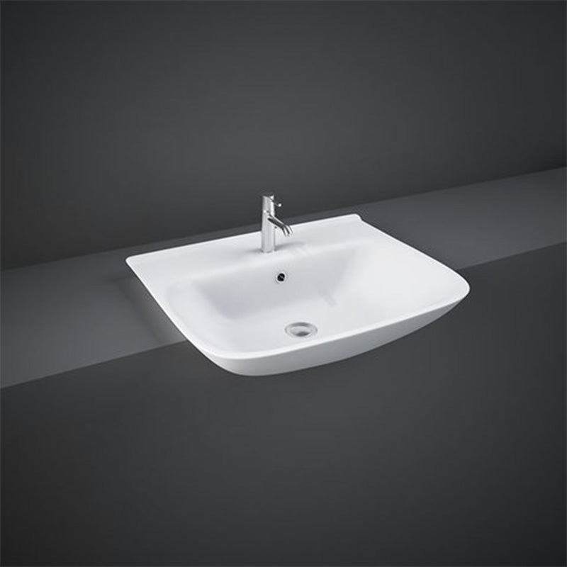 RAK Ceramics Origin 520mm Semi Recessed Basin with 1 Tap Hole (1 size, Alpine White) - Brand New Bathrooms