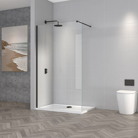 Tailored Bathrooms TI8 Wetroom Panel w. Profile Kit (6 sizes, Black) - Brand New Bathrooms