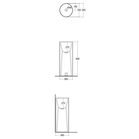 RAK Ceramics Petit Round 360mm Free Standing Wash Basin (1 size, 2 styles, Alpine White) - Brand New Bathrooms