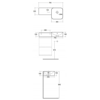 RAK Ceramics Petit Wash Basin (1 size, 2 styles, 2 types, Alpine White) - Brand New Bathrooms