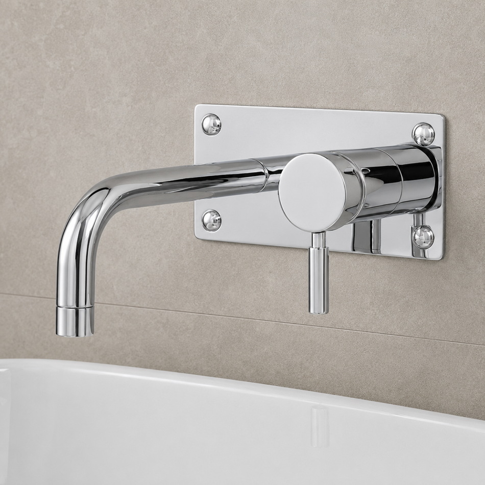 Hudson Reed Tec Single Lever Wall Mounted Basin Bath Filler (Chrome)