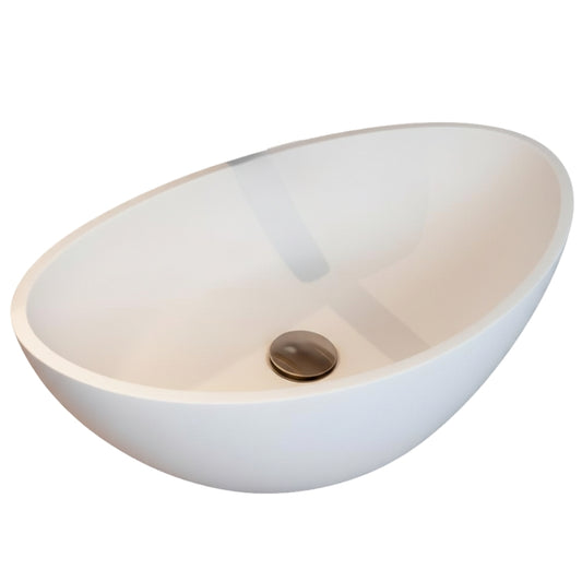 Loutro Lavabo Palm Beach Oval Solid Surface Basin (1 size, Matt White) - Brand New Bathrooms