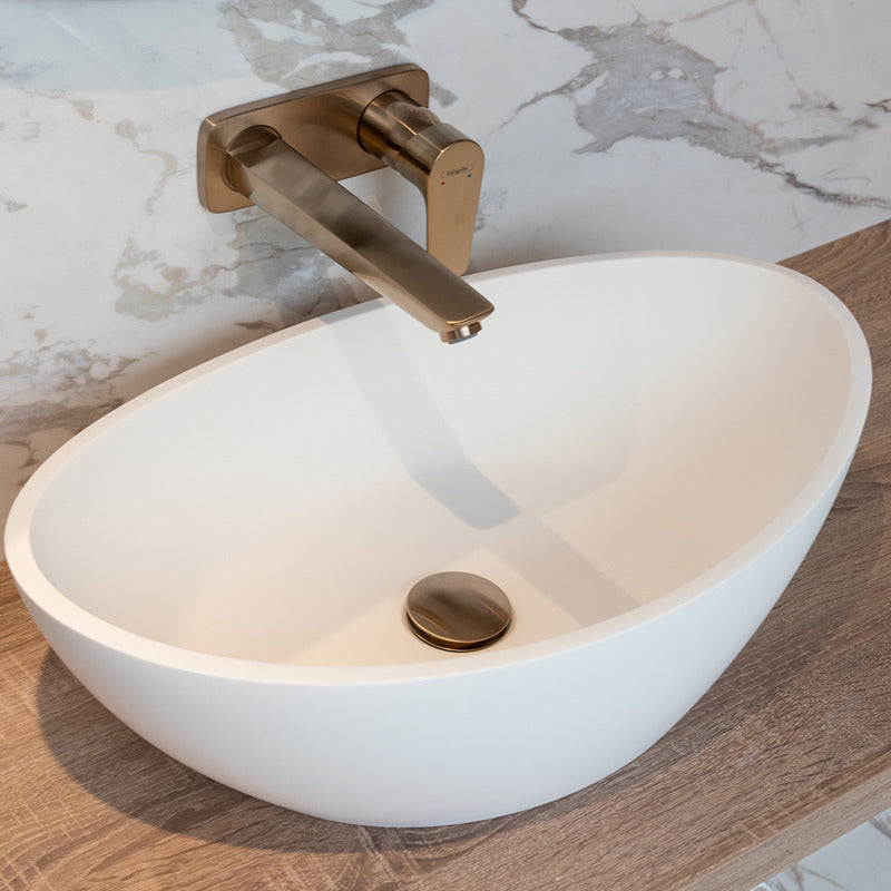 Loutro Lavabo Palm Beach Oval Solid Surface Basin (1 size, Matt White) - Brand New Bathrooms