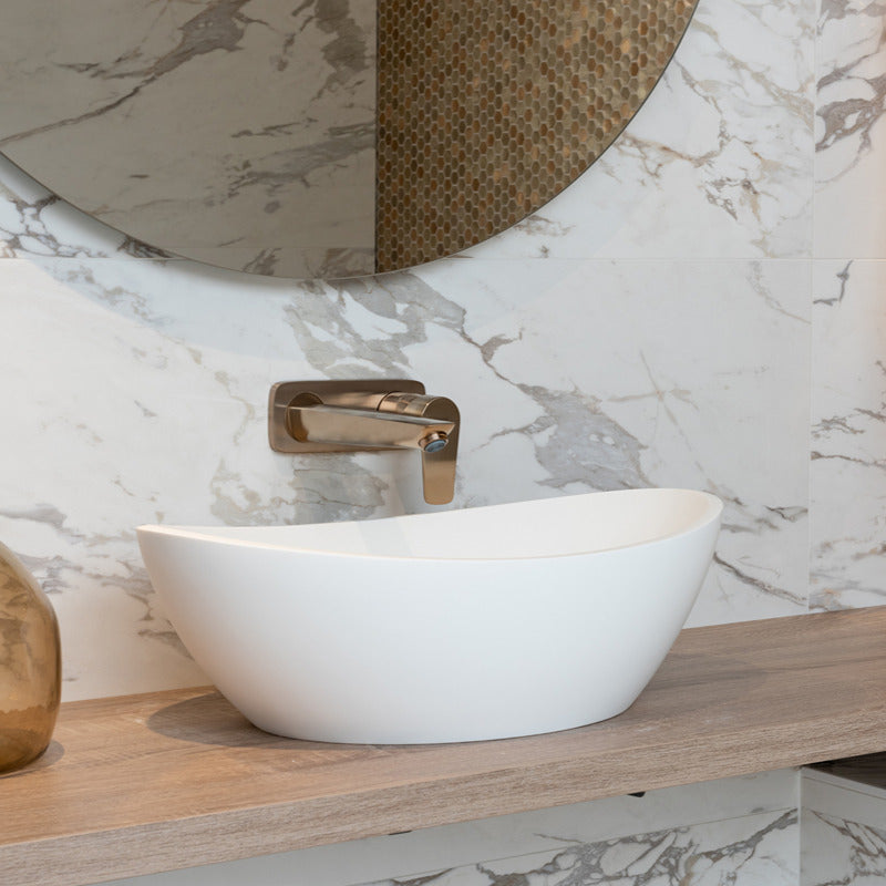 Loutro Lavabo Palm Beach Oval Solid Surface Basin (1 size, Matt White) - Brand New Bathrooms