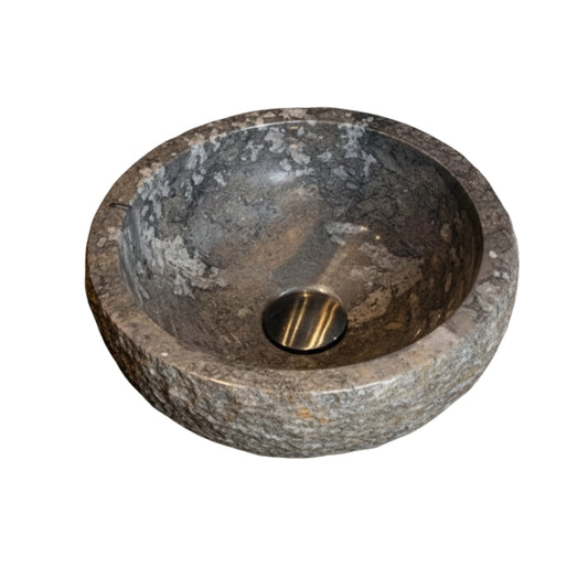 Loutro Lavabo Petros Round Stone Marble Basin (1 size, Anthracite) - Brand New Bathrooms