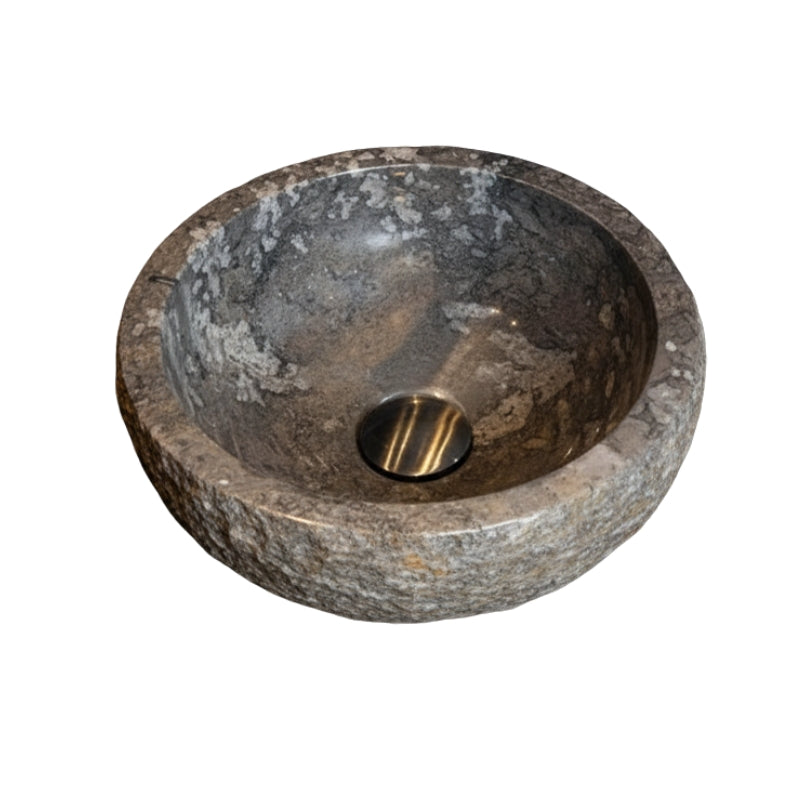 Loutro Lavabo Petros Round Stone Marble Basin (1 size, Anthracite) - Brand New Bathrooms