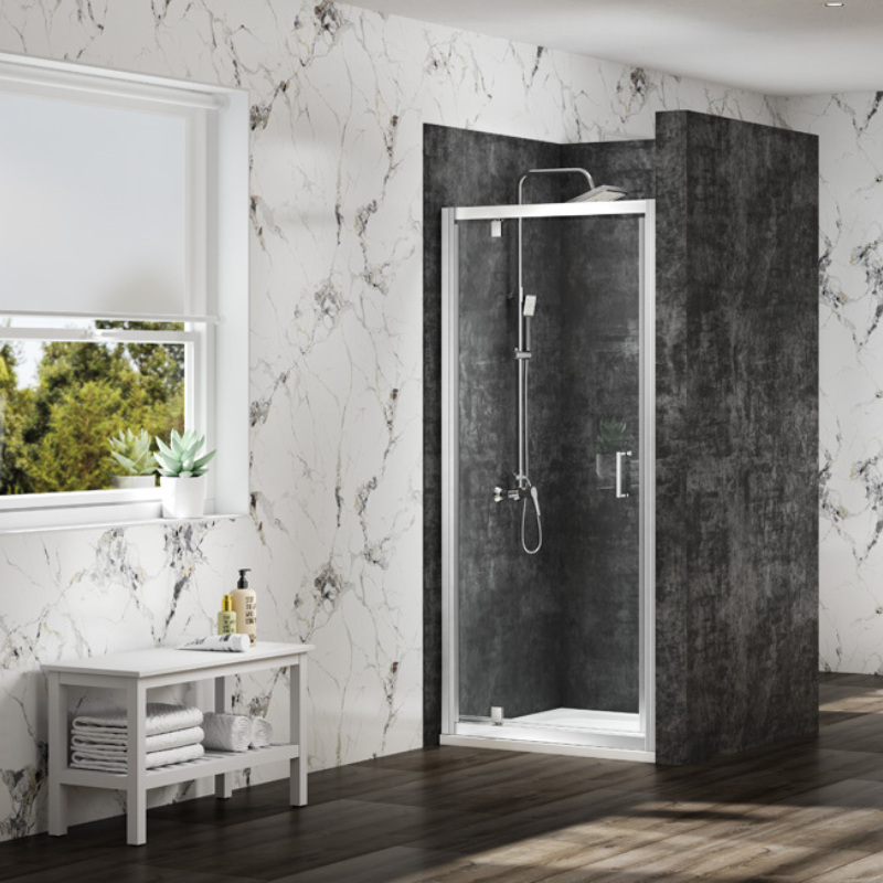 Merlyn MBOX | Pivot Shower Door (5 sizes, Polished Chrome)