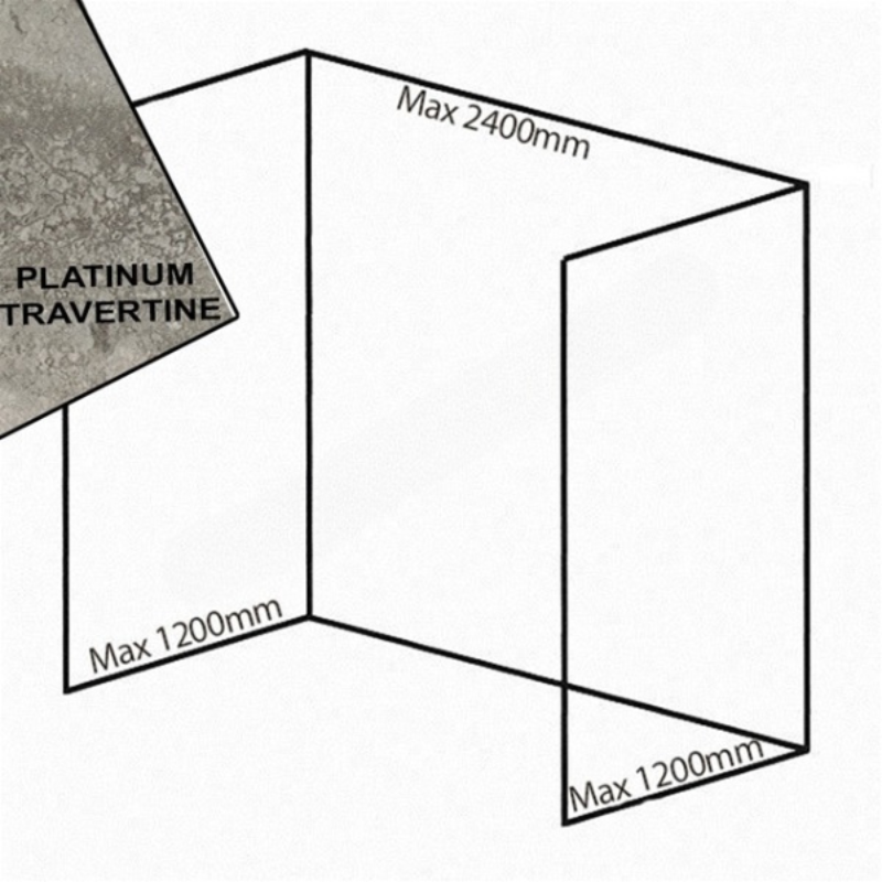 Bushboard Nuance Recess Pack F2 (for Shower Enclosures up to 2400mm) Platinum Travertine - Brand New Bathrooms