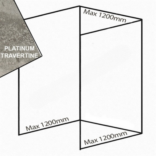 Bushboard Nuance Recess Pack D2 (for Shower Enclosures up to 1200mm) Platinum Travertine - Brand New Bathrooms