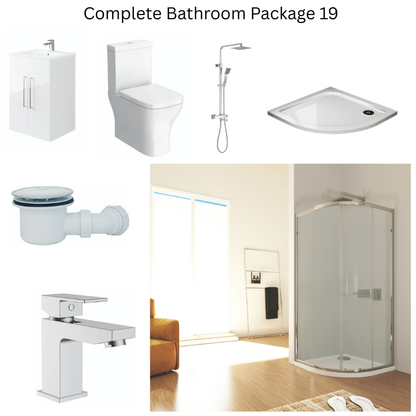 Giavani Bathrooms Complete Shower Suite with 900mm Quadrant Enclosure, Chrome Brassware & Vanity Unit (3 colours)