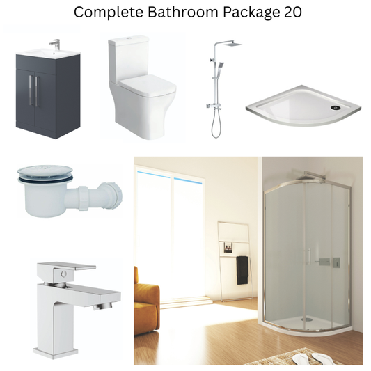 Giavani Bathrooms Complete Shower Suite with 900mm Quadrant Enclosure, Chrome Brassware & Vanity Unit (3 colours)