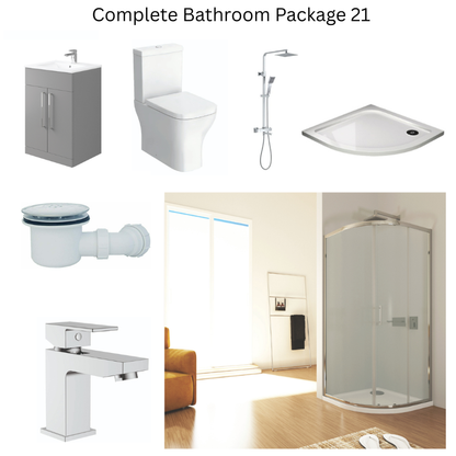 Giavani Bathrooms Complete Shower Suite with 900mm Quadrant Enclosure, Chrome Brassware & Vanity Unit (3 colours)