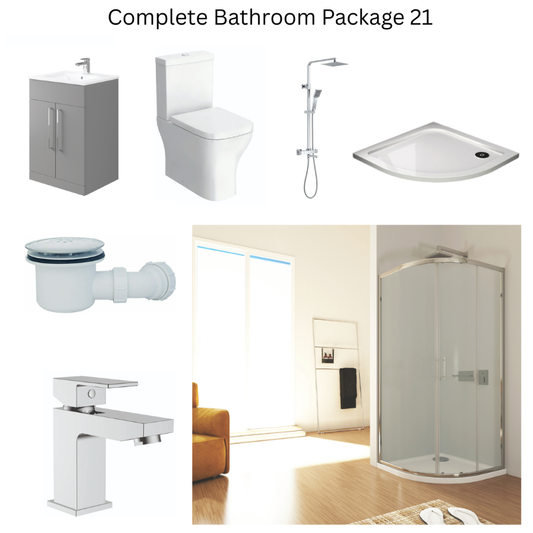 Giavani Bathrooms Complete Shower Suite with 900mm Quadrant Enclosure, Chrome Brassware & Vanity Unit (3 colours)