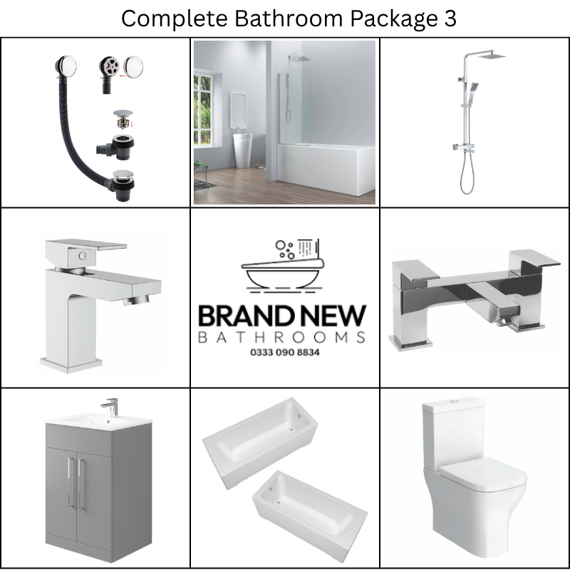 Giavani Bathrooms Complete Bathroom Suite with 1700mm Bath, Chrome Brassware & Vanity Unit (3 colours)