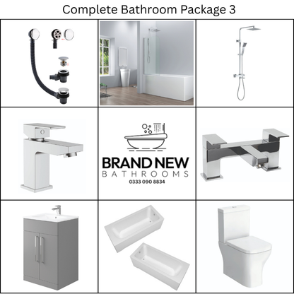 Giavani Bathrooms Complete Bathroom Suite with 1700mm Bath, Chrome Brassware & Vanity Unit (3 colours)