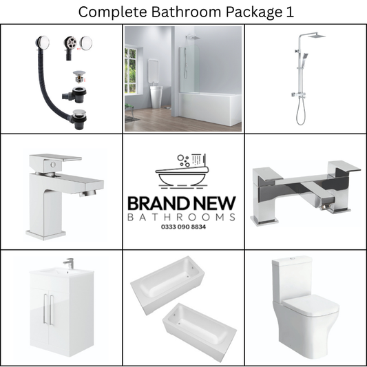 Giavani Bathrooms Complete Bathroom Suite with 1700mm Bath, Chrome Brassware & Vanity Unit (3 colours)