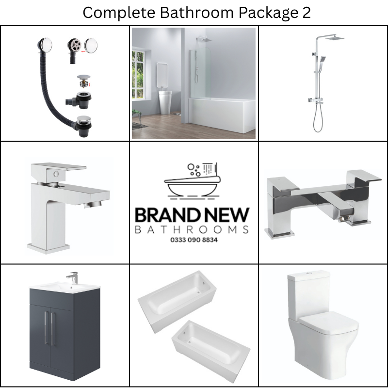 Giavani Bathrooms Complete Bathroom Suite with 1700mm Bath, Chrome Brassware & Vanity Unit (3 colours)