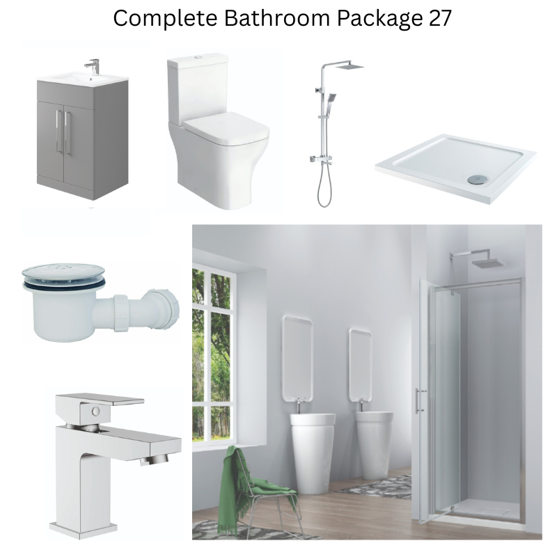 Giavani Bathrooms Complete Shower Suite with 900mm Pivot Door Enclosure, Chrome Brassware & Vanity Unit (3 colours)