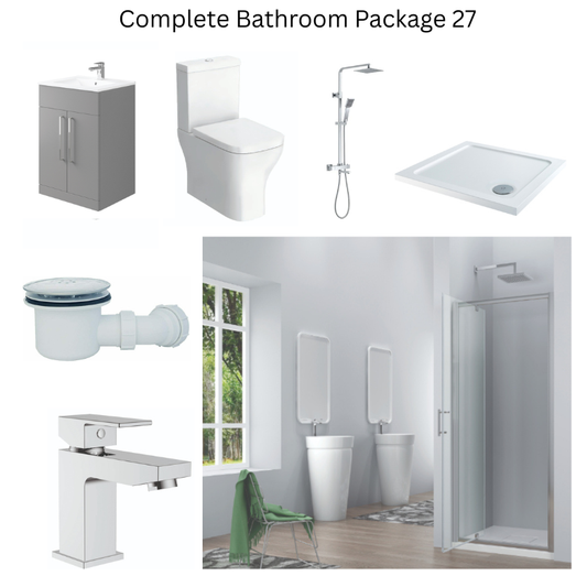 Giavani Bathrooms Complete Shower Suite with 900mm Pivot Door Enclosure, Chrome Brassware & Vanity Unit (3 colours)