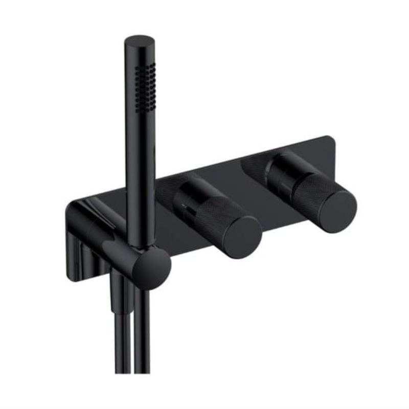 RAK Ceramics Amalfi Horizontal Dual Outlet Thermostatic Concealed Shower Valve w/Handset (1 size, 3 colours) - Brand New Bathrooms