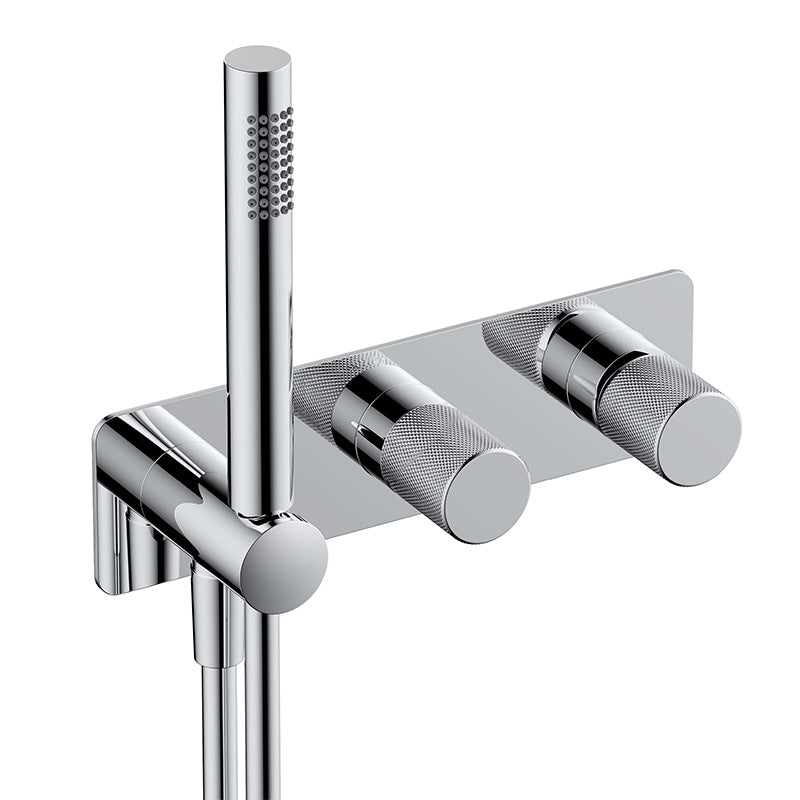 RAK Ceramics Amalfi Horizontal Dual Outlet Thermostatic Concealed Shower Valve w/Handset (1 size, Chrome) - Brand New Bathrooms