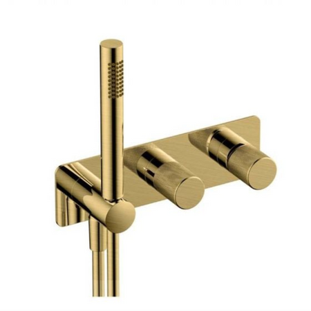 RAK Ceramics Amalfi Horizontal Dual Outlet Thermostatic Concealed Shower Valve w/Handset (1 size, 3 colours) - Brand New Bathrooms
