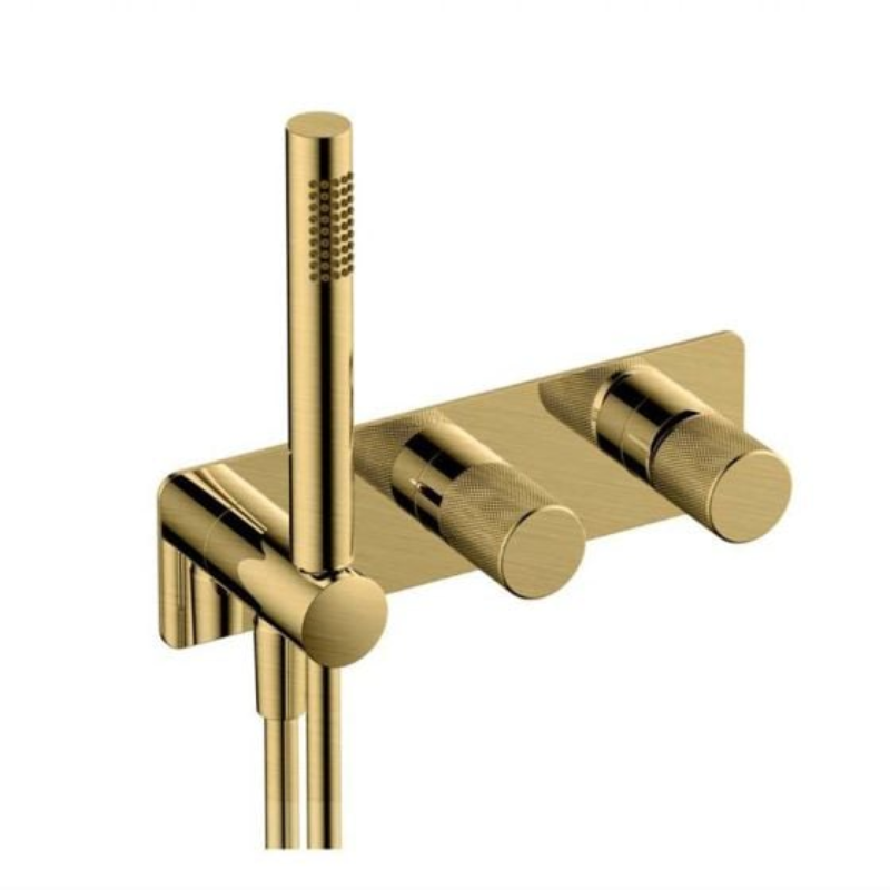 RAK Ceramics Amalfi Horizontal Dual Outlet Thermostatic Concealed Shower Valve w/Handset (1 size, 3 colours) - Brand New Bathrooms