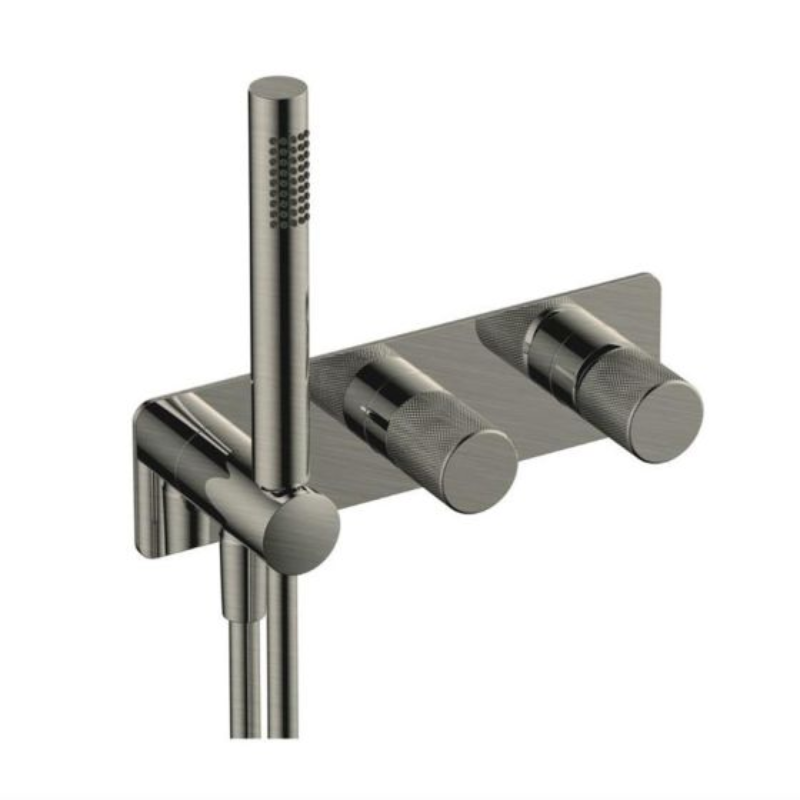 RAK Ceramics Amalfi Horizontal Dual Outlet Thermostatic Concealed Shower Valve w/Handset (1 size, 3 colours) - Brand New Bathrooms