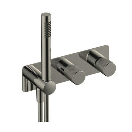 RAK Ceramics Amalfi Horizontal Dual Outlet Thermostatic Concealed Shower Valve w/Handset (1 size, 3 colours) - Brand New Bathrooms