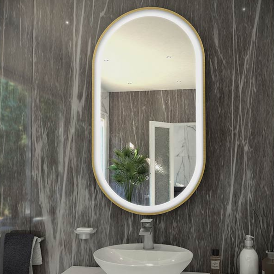 RAK Ceramics Art Oval LED Mirror with Demister Pad & Touch Sensor (2 sizes, 4 colours)