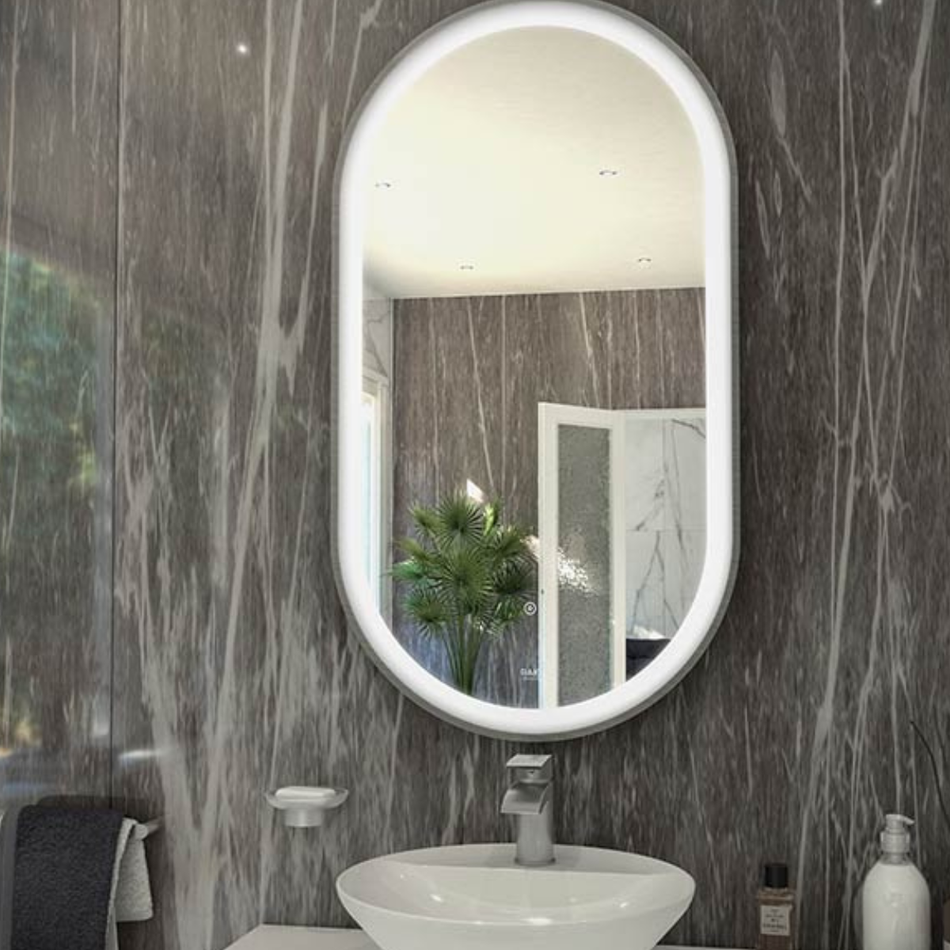 RAK Ceramics Art Oval LED Mirror with Demister Pad & Touch Sensor (2 sizes, 4 colours)