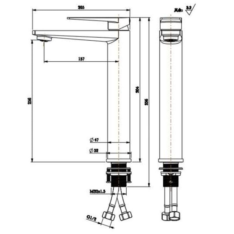 RAK Ceramics Blade Tall Mono Basin Mixer (No Waste) (1 size, Chrome) - Brand New Bathrooms