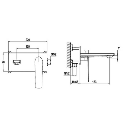 RAK Ceramics Blade Wall Mounted Basin Mixer Tap with Back Plate (1 size, Chrome) - Brand New Bathrooms