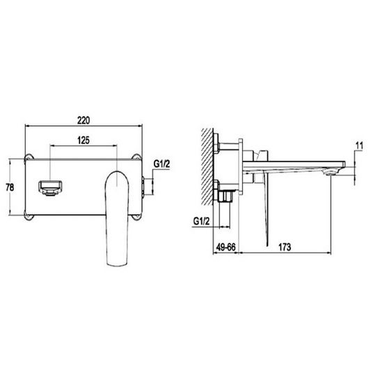 RAK Ceramics Blade Wall Mounted Basin Mixer Tap with Back Plate (1 size, Chrome) - Brand New Bathrooms