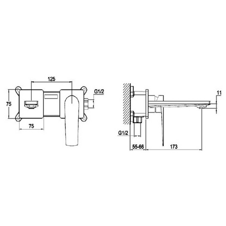 RAK Ceramics Blade 2 Hole Wall Mounted Basin Mixer Tap (1 size, Chrome) - Brand New Bathrooms