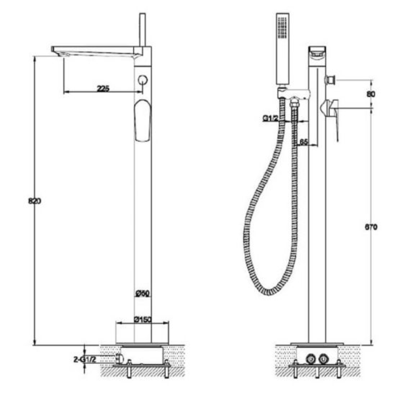 RAK Ceramics Blade Free Standing Bath Shower Mixer (1 size, Chrome) - Brand New Bathrooms
