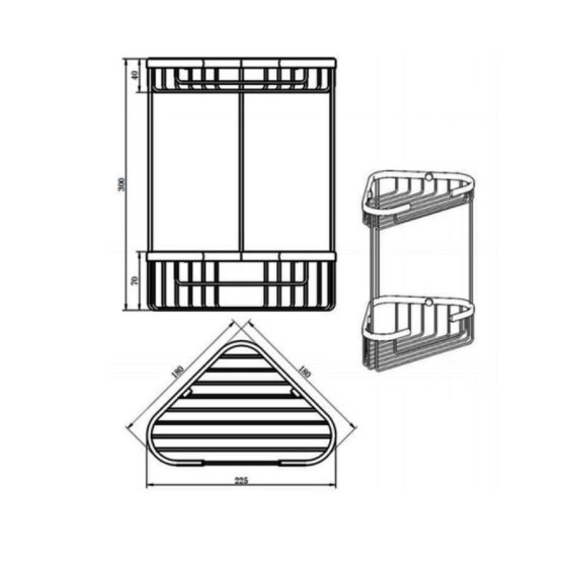 RAK Ceramics Double Corner Basket (1 size, Chrome) - Brand New Bathrooms