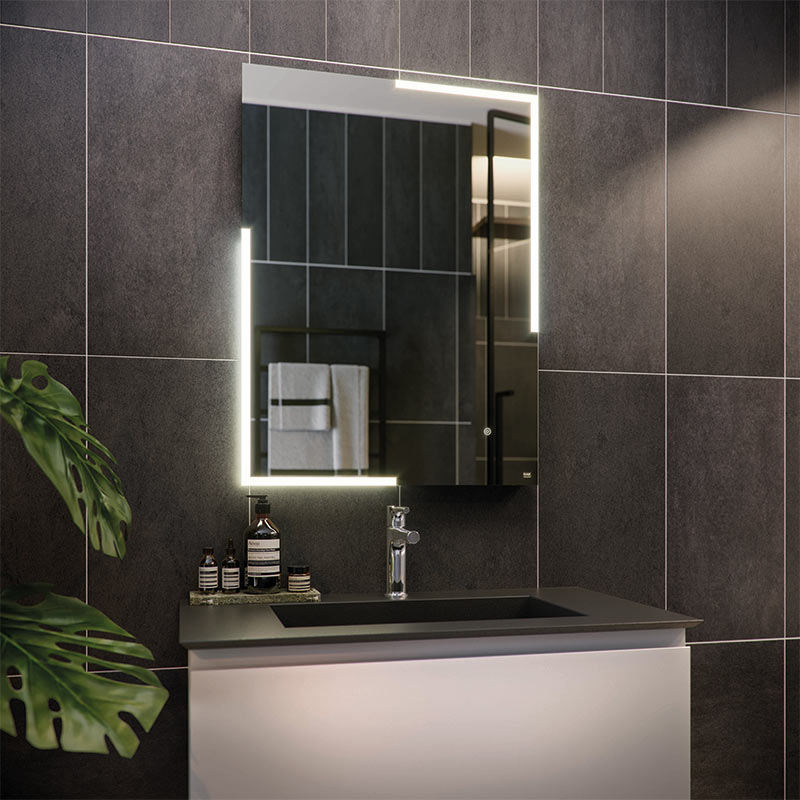 RAK Ceramics Citrine LED Illuminated Portrait Mirror w/demister Shavers Socket and Touch Sensor Switch (1 size, Mirror) - Brand New Bathrooms