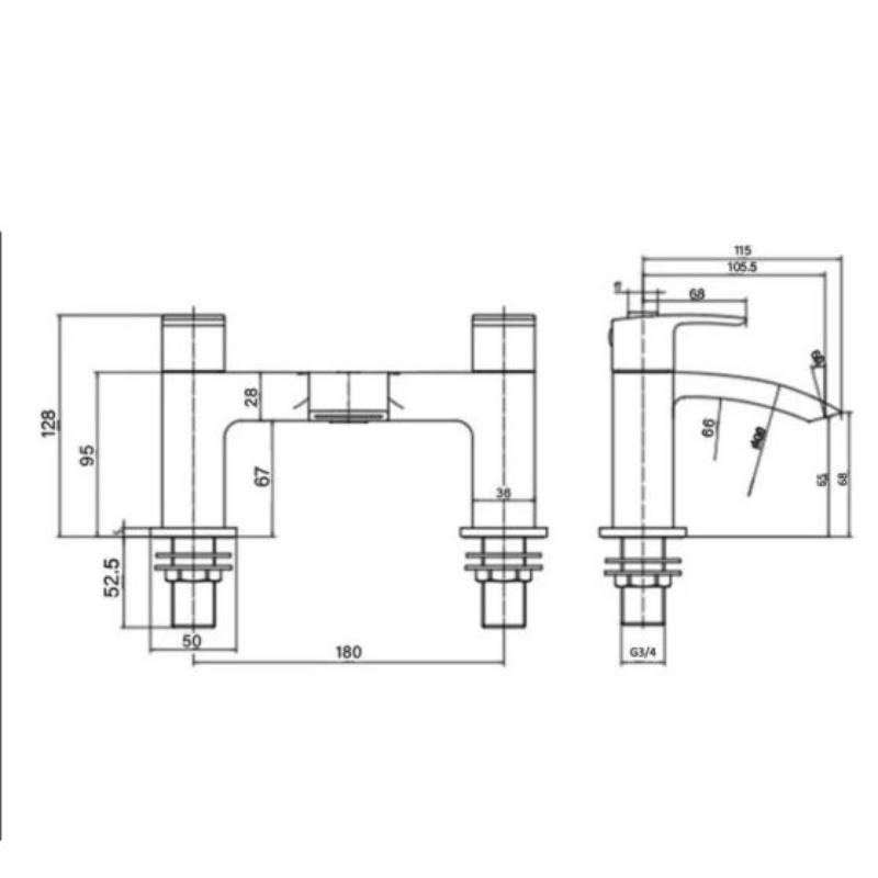 RAK Ceramics Curve Bath Filler (1 size, 2 colours) - Brand New Bathrooms