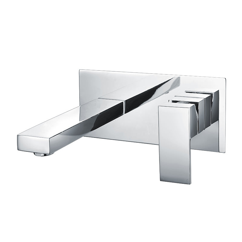 RAK Ceramics Cubis Wall Mounted Basin Mixer Tap with Back Plate (1 size, Chrome) - Brand New Bathrooms