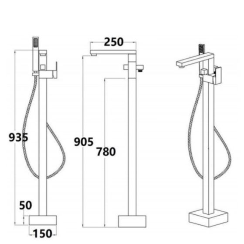 RAK Ceramics Cubis Freestanding Bath Shower Mixer (1 size, Chrome) - Brand New Bathrooms