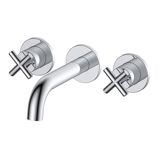RAK Ceramics Ella 3 Hole Wall Mounted Basin Mixer Tap (1 size, Chrome) - Brand New Bathrooms