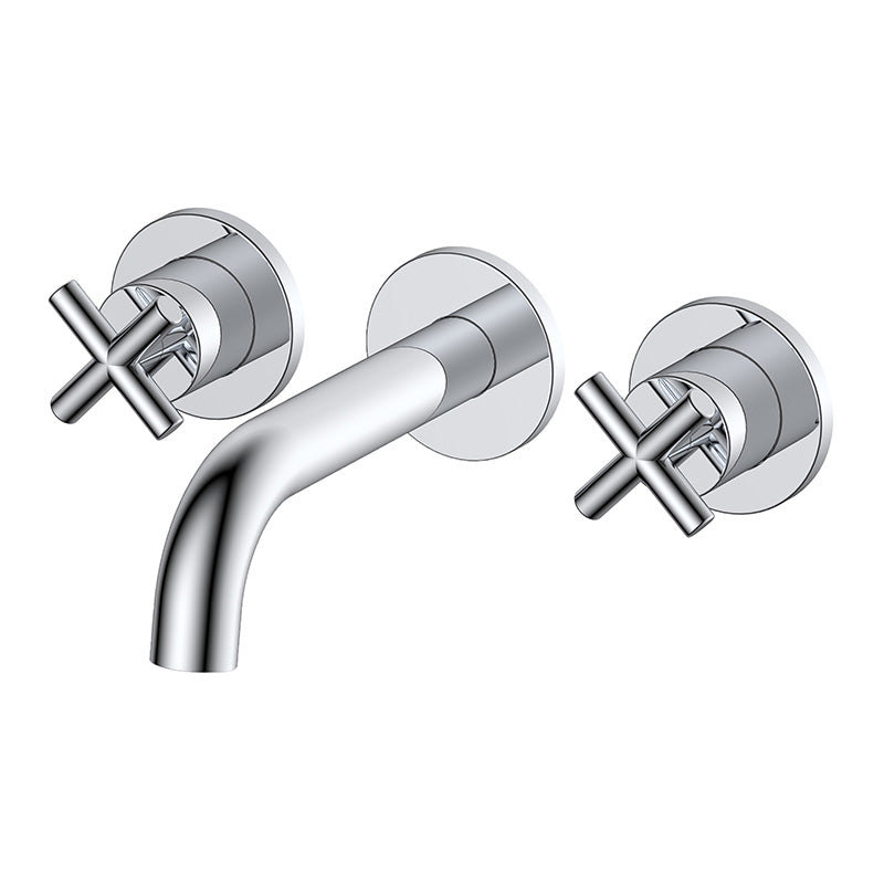 RAK Ceramics Ella 3 Hole Wall Mounted Basin Mixer Tap (1 size, Chrome)