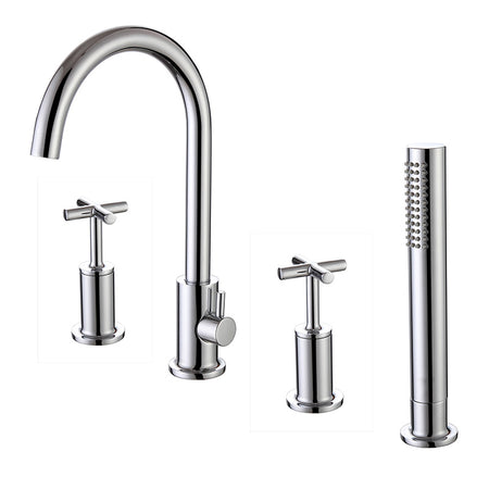 RAK Ceramics Ella 4 Tap Hole Deck Mounted Bath Shower Mixer (1 size, Chrome) - Brand New Bathrooms