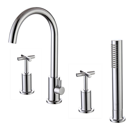 RAK Ceramics Ella 4 Tap Hole Deck Mounted Bath Shower Mixer (1 size, Chrome) - Brand New Bathrooms