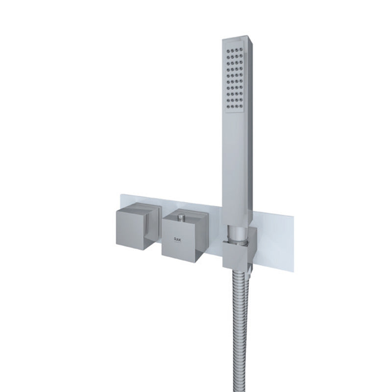 RAK Ceramics Feeling Horizontal Dual Outlet Thermostatic Concealed Shower Valve with Wall Outlet (1 size, 2 styles, 5 colours) - Brand New Bathrooms