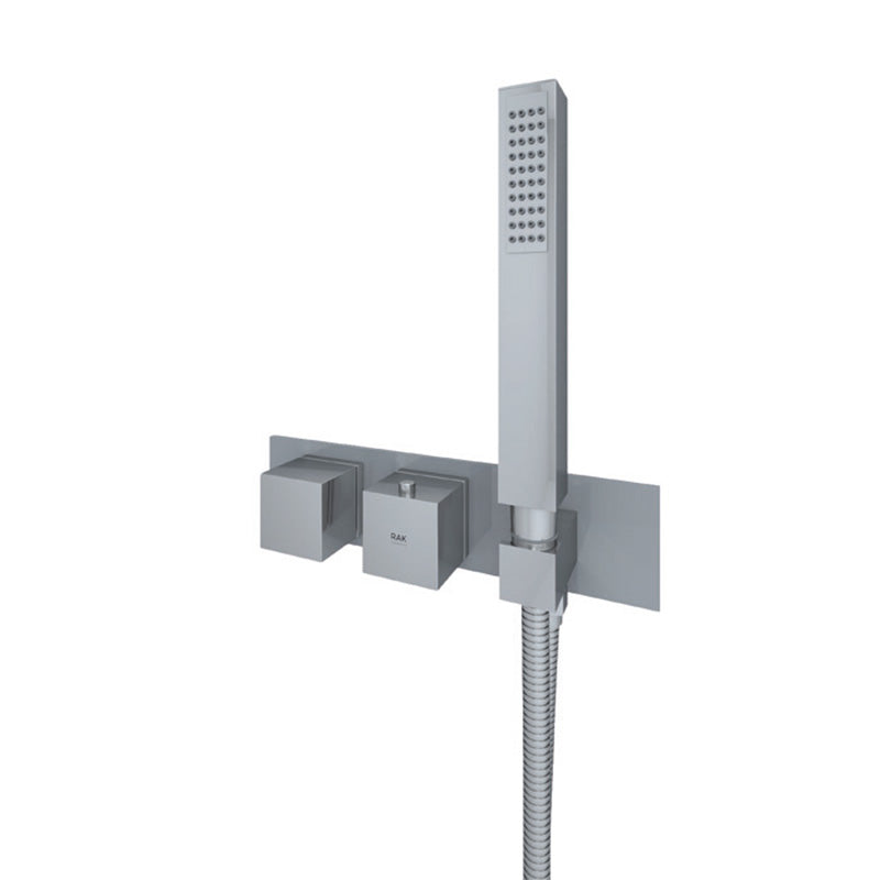 RAK Ceramics Feeling Horizontal Dual Outlet Thermostatic Concealed Shower Valve with Wall Outlet (1 size, 2 styles, 5 colours) - Brand New Bathrooms