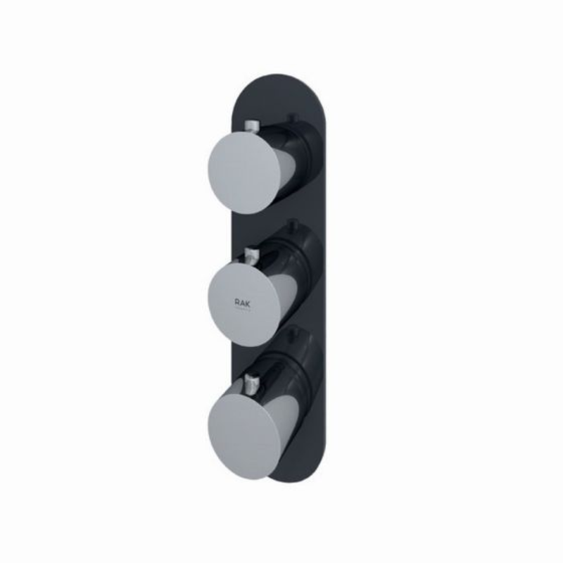 RAK Ceramics Feeling Horizontal Dual Outlet Thermostatic Concealed Shower Valve with Wall Outlet (1 size, 2 styles, 5 colours) - Brand New Bathrooms